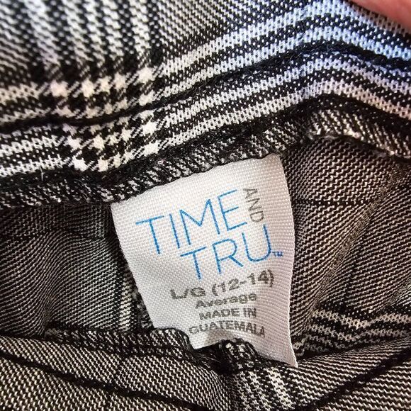 EUC TIME & TRU PLAID GREY BLACK PULL ON PANTS SIZE LARGE /12-14 WOMENS - Picture 13 of 14